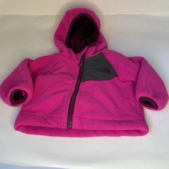 Infant North Face Jacket Lined Pink and Purple Size 0-3M‎ Hooded Outerwear Coat - Picture 1 of 9